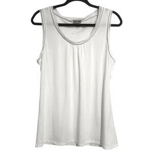 NWOT J.Jill Beaded Silk Trim Sleeveless Tank Top M Cream Feminine Fairy Career